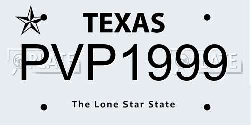 PVP1999 Texas License Plate