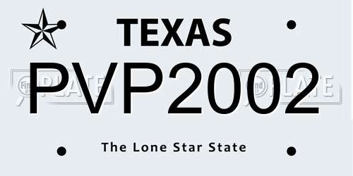 PVP2002 Texas License Plate