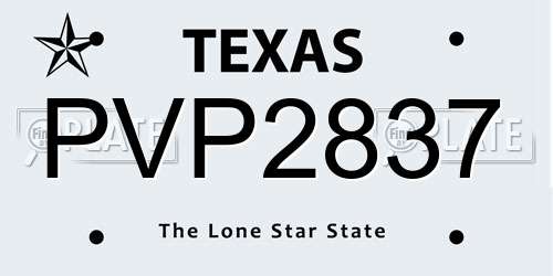 PVP2837 Texas License Plate