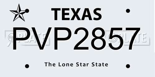 PVP2857 Texas License Plate