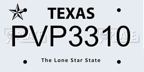 PVP3310 Texas License Plate