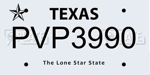 PVP3990 Texas License Plate