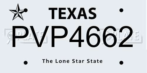PVP4662 Texas License Plate