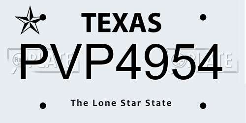 PVP4954 Texas License Plate