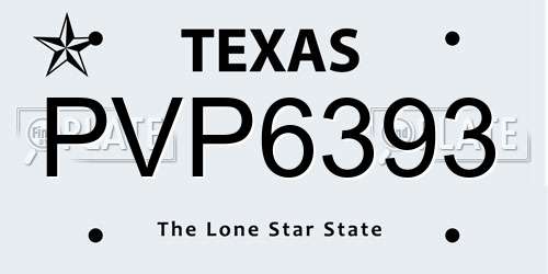 PVP6393 Texas License Plate