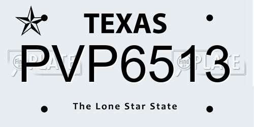 PVP6513 Texas License Plate