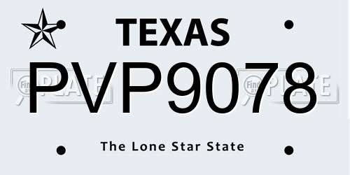 PVP9078 Texas License Plate