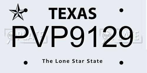 PVP9129 Texas License Plate