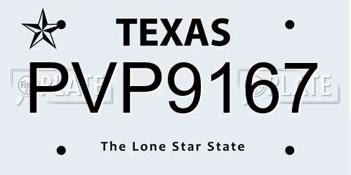 PVP9167 Texas License Plate