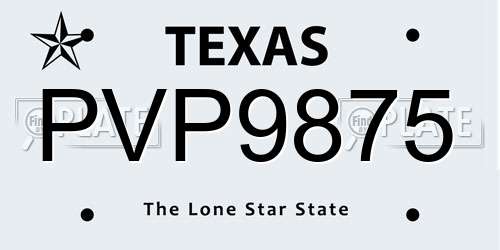 PVP9875 Texas License Plate
