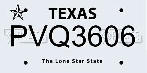 PVQ3606 Texas License Plate