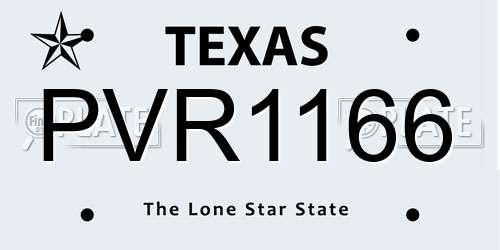PVR1166 Texas License Plate
