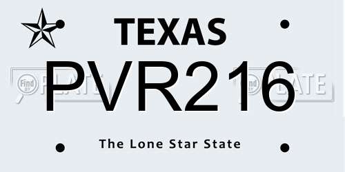 PVR216 Texas License Plate
