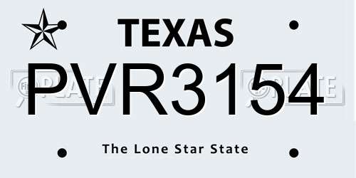 PVR3154 Texas License Plate