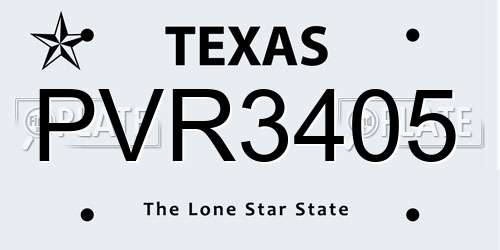 PVR3405 Texas License Plate