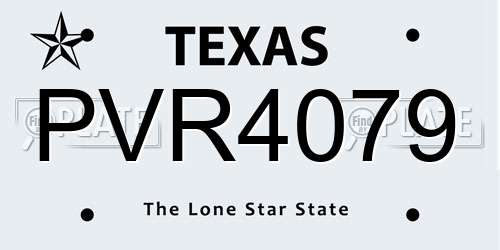 PVR4079 Texas License Plate