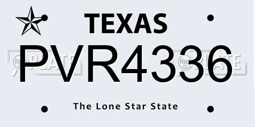 PVR4336 Texas License Plate