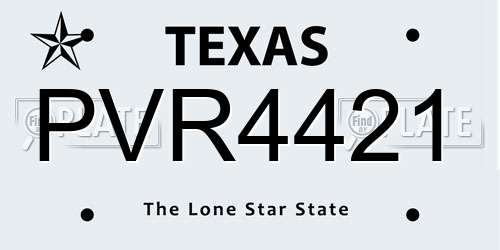 PVR4421 Texas License Plate