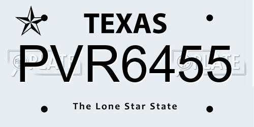 PVR6455 Texas License Plate