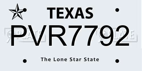 PVR7792 Texas License Plate