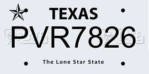 PVR7826 Texas License Plate