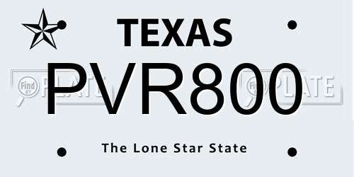 PVR800 Texas License Plate