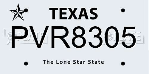 PVR8305 Texas License Plate