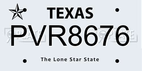 PVR8676 Texas License Plate