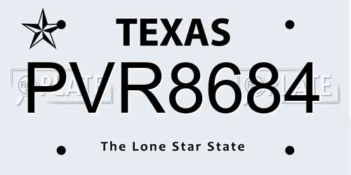 PVR8684 Texas License Plate