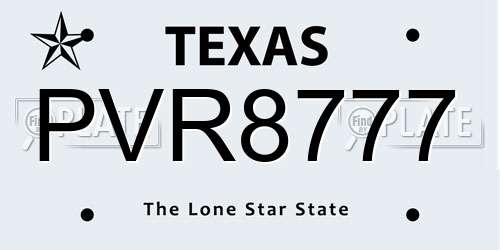 PVR8777 Texas License Plate