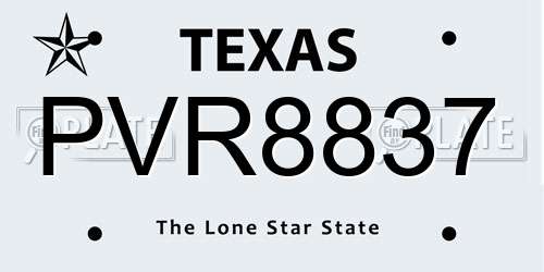 PVR8837 Texas License Plate