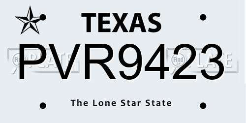 PVR9423 Texas License Plate