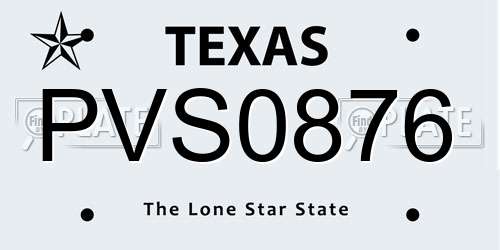 PVS0876 Texas License Plate