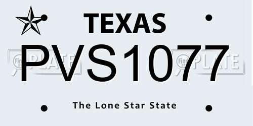 PVS1077 Texas License Plate