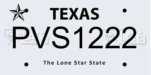 PVS1222 Texas License Plate