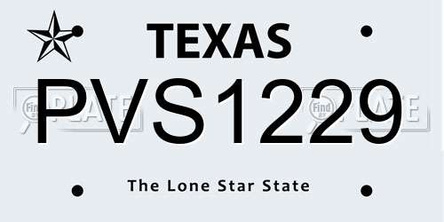 PVS1229 Texas License Plate