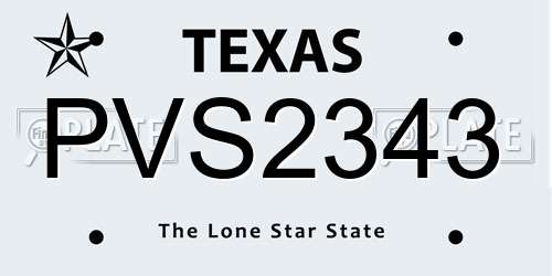 PVS2343 Texas License Plate