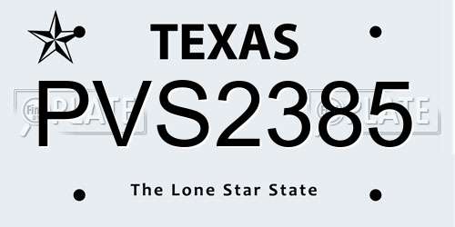 PVS2385 Texas License Plate