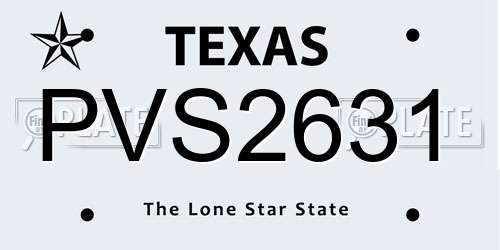 PVS2631 Texas License Plate