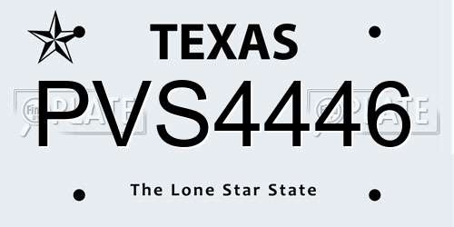 PVS4446 Texas License Plate