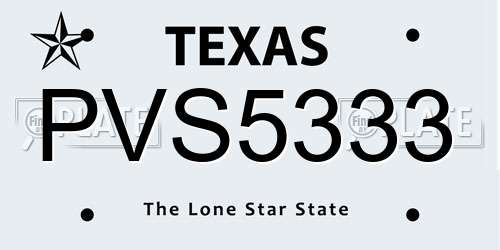 PVS5333 Texas License Plate
