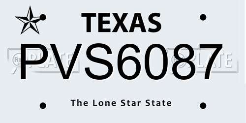 PVS6087 Texas License Plate