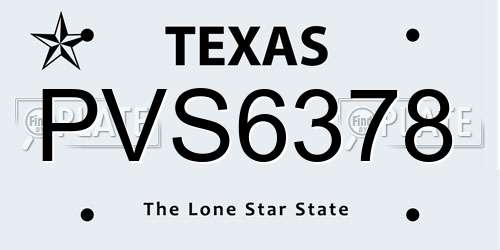 PVS6378 Texas License Plate