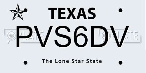 PVS6DV Texas License Plate