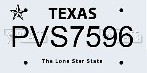 PVS7596 Texas License Plate