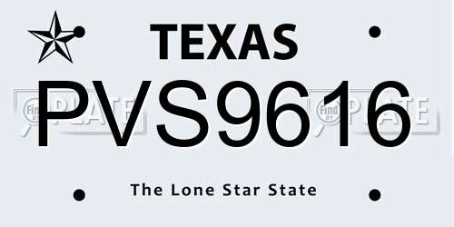 PVS9616 Texas License Plate