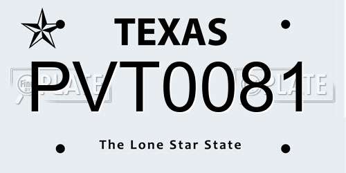 PVT0081 Texas License Plate