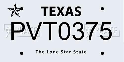PVT0375 Texas License Plate