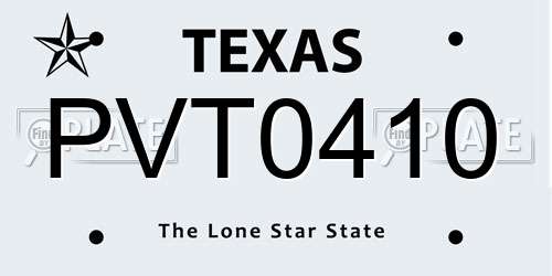 PVT0410 Texas License Plate