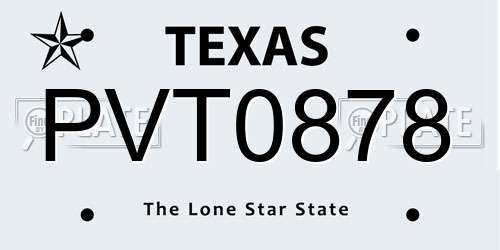 PVT0878 Texas License Plate